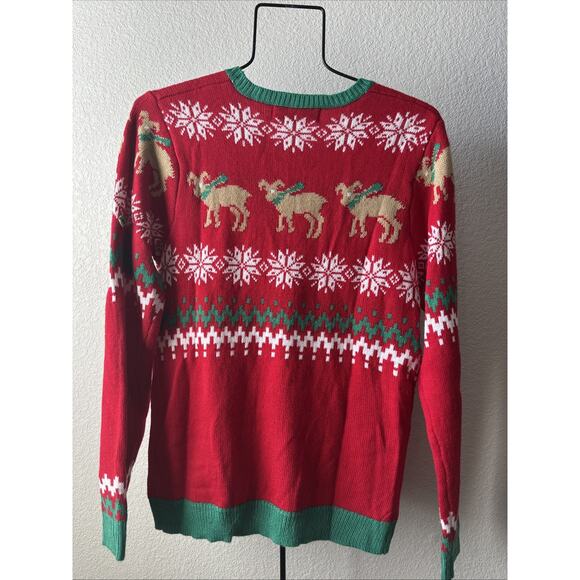 Jolly Sweaters Medium Ugly Christmas Sweater Goat With Scarf Beer - Picture 4 of 4